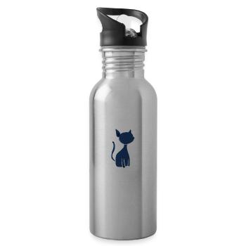 blue cat symbol animal cute - 20 oz Water Bottle - silver - Right