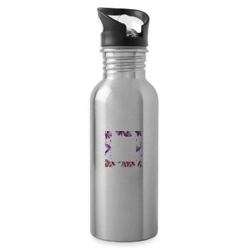 lilac flowers glitter plants frame - 20 oz Water Bottle - silver - Right
