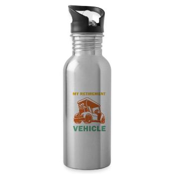 Funny My Retirement Vehicle Golf Cart - Funny Golf - 20 oz Water Bottle - silver - Right