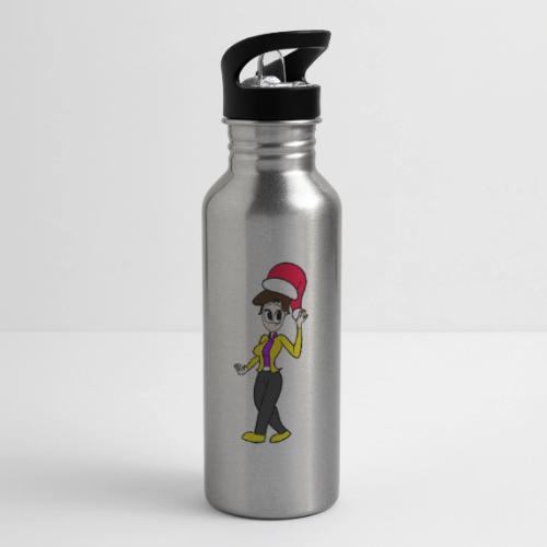 Dersy Wearing a Santa Hat - 20 oz Water Bottle