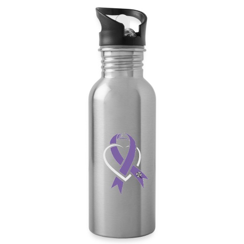 TB Cancer Awareness Ribbon with Heart - Water Bottle