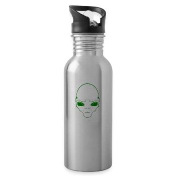 Alien Face, Minimalist Line art - 20 oz Water Bottle - silver - Right