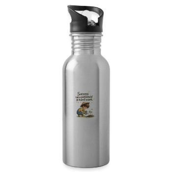 Success Through Patience and Hard Work - 20 oz Water Bottle - silver - Right
