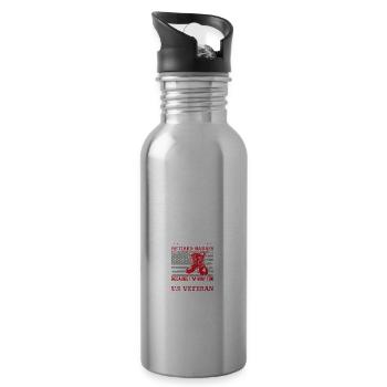 Retired Badass USA Veteran Dad Grandpa Gift Ideas - 20 oz Water Bottle - silver - Right