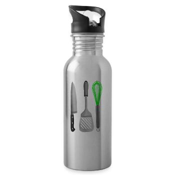 Foodie Kitchen Utensils - 20 oz Water Bottle - silver - Right