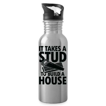 It Takes a Stud To Build a House Carpenter - 20 oz Water Bottle - silver - Right