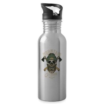 Mountain man; Outdoor; axes; skull; bearded; woods - 20 oz Water Bottle - silver - Right