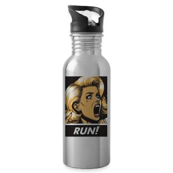 retro run girl - 20 oz Water Bottle - silver - Right