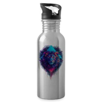 Neon Lion Geometric Prism - 20 oz Water Bottle - silver - Right