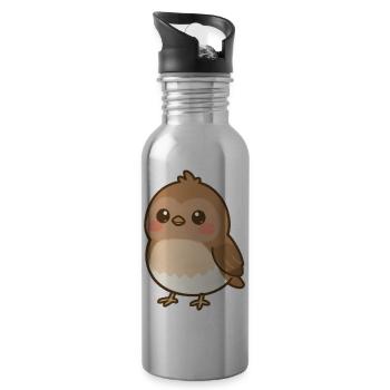 Kawaii Chick Cartoon - 20 oz Water Bottle - silver - Right