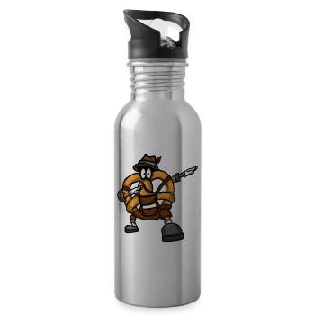 Dabbing Pretzel Bavarian Leather Trousers Beer - 20 oz Water Bottle - silver - Right