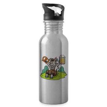 Goat Beer Pretzel Bavarian Leather Trousers Beer - 20 oz Water Bottle - silver - Right