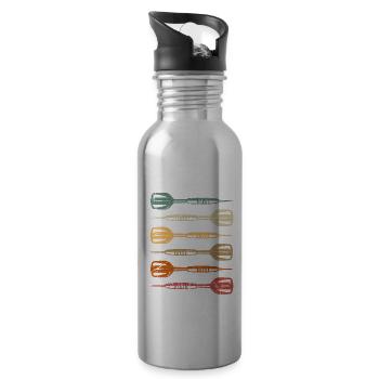 Dart Dartboard Vintag Darts Arrows Darts - 20 oz Water Bottle - silver - Right