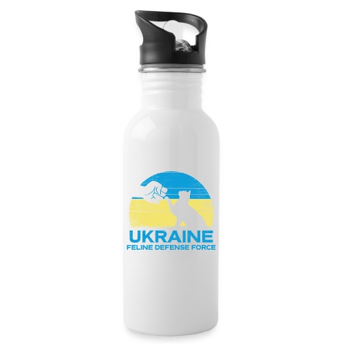 Retro Ukraine Feline Defense Force - Water Bottle
