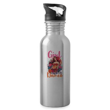 Belly Dancing Girl Loves Belly Dancing - 20 oz Water Bottle - silver - Right