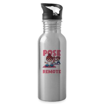 Yoga Mom From Warrior Pose to War Over the Remote - 20 oz Water Bottle - silver - Right