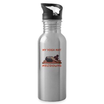 Yoga Mom Yoga Mat Sees More Meltdowns - 20 oz Water Bottle - silver - Right