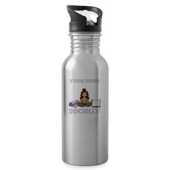 Yoga Mom Screaming into Pillow Isn't Acceptable - 20 oz Water Bottle - silver - Right