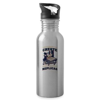 Patriotic 3D Printing Crafting Historical Replicas - 20 oz Water Bottle - silver - Right