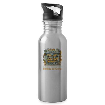 3D Printer Accessories Born To Print, Forced To Wo - 20 oz Water Bottle - silver - Right