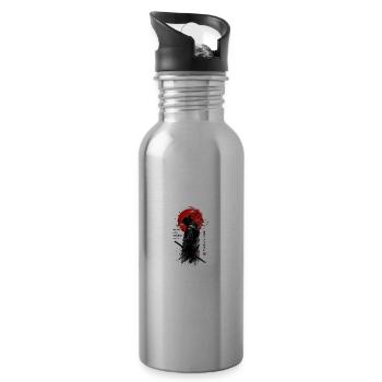 Samurai Shadow under Red Sun - 20 oz Water Bottle - silver - Right