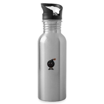 Retro Bomb Mascot Character - Cute Tech Art - 20 oz Water Bottle - silver - Right