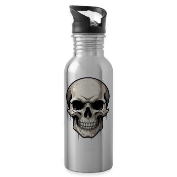 Dripping Skull Noir Illustration - 20 oz Water Bottle - silver - Right