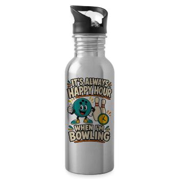 Happy Hour Bowling Hero - 20 oz Water Bottle - silver - Right