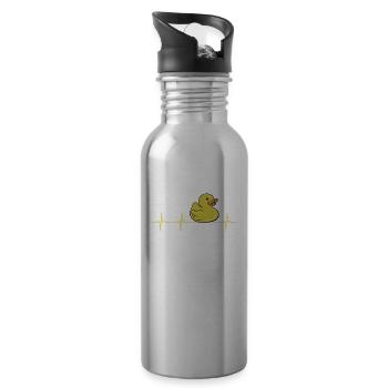 Cute Rubber Duckie Heartbeat - 20 oz Water Bottle - silver - Right