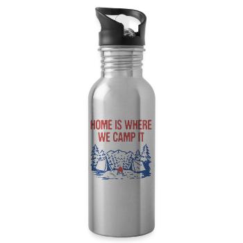 Home is Where We Camp It Family Camping Relatives - 20 oz Water Bottle - silver - Right