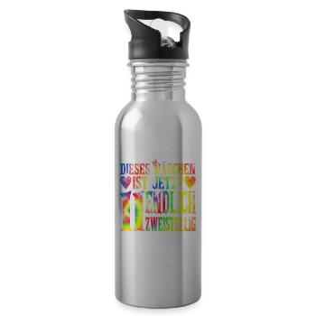 This Girl Is Now Double Digits 11 Year Old 10th - 20 oz Water Bottle - silver - Right