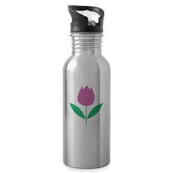 Tulip Garden Gardening - 20 oz Water Bottle - silver - Right
