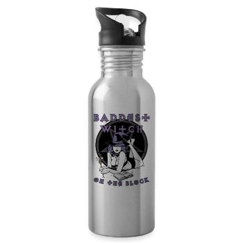 Baddest Witch On The Block Sorcerer Halloween - 20 oz Water Bottle - silver - Right