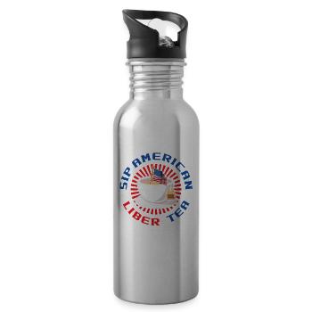 Sip American Liber-Tea 4th of July Independence - 20 oz Water Bottle - silver - Right