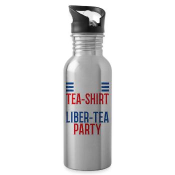 Wear Tea-Shirt On Liber-Tea Party 4th of July - 20 oz Water Bottle - silver - Right
