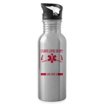 Emt Paramedic Cat - 20 oz Water Bottle - silver - Right