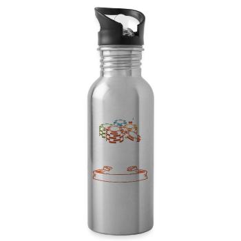 Poker Cat - 20 oz Water Bottle - silver - Right