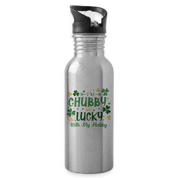 I'm Chubby But Lucky With My Hubby St. Patrick's - 20 oz Water Bottle - silver - Right
