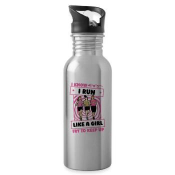Running Runner Girl - 20 oz Water Bottle - silver - Right