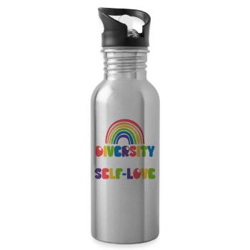 Diversity Is Our Strength Colorful Rainbow - 20 oz Water Bottle - silver - Right