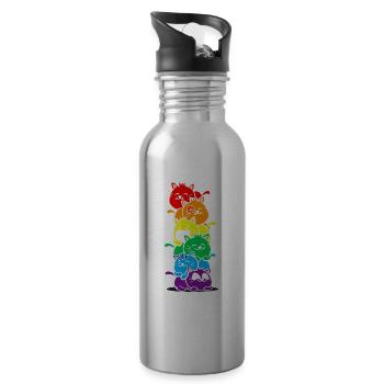 Colorful Cats LGBTQIA+ Diversity Celebration - 20 oz Water Bottle - silver - Right