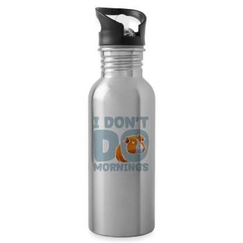 Guinea Pig Cavy Funny I Dont Do Mornings - 20 oz Water Bottle - silver - Right