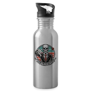Skeleton in a Suit: You Are Fired! - 20 oz Water Bottle - silver - Right