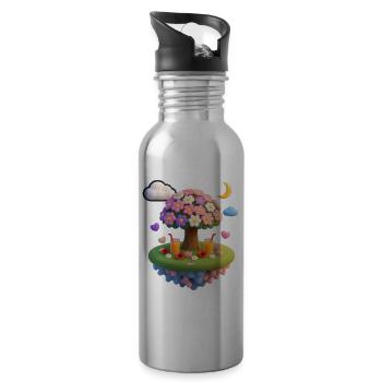 Flower Tree Island Dream - 20 oz Water Bottle - silver - Right