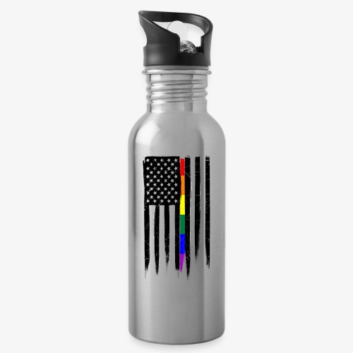 LGBTQ Thin Line Amercian Flag - 20 oz Water Bottle