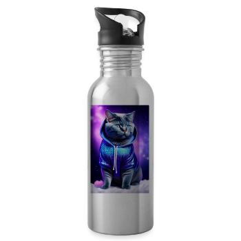 A beautiful cat in a blue dress - 20 oz Water Bottle - silver - Right