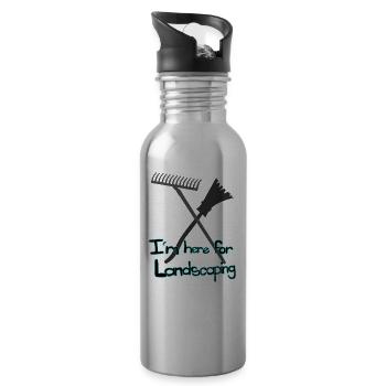 Im here for landscaping Broom and rake blue - 20 oz Water Bottle - silver - Right