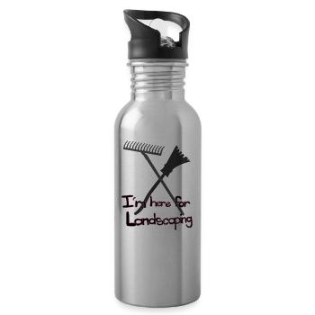 Im here for landscaping Broom and rake Pink - 20 oz Water Bottle - silver - Right