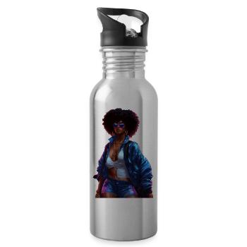 Melanin Popping. - 20 oz Water Bottle - silver - Right