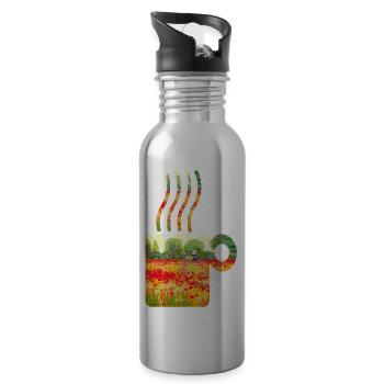 Painting by Claude Monet Set Inside A Steamy Mug - 20 oz Water Bottle - silver - Right